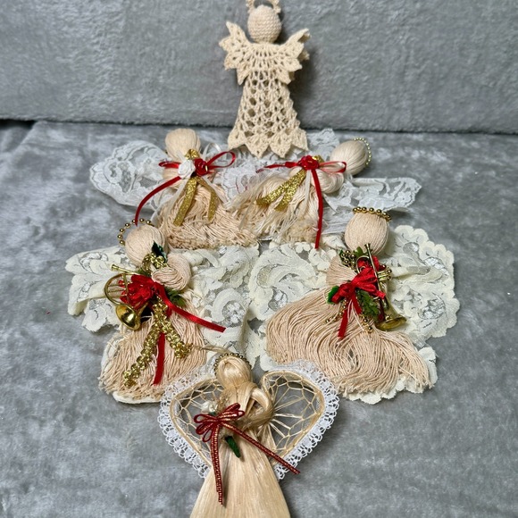 Vintage Handmade Angel Ornaments Lace, Yarn, Crochet Christmas Cottagecore - Picture 5 of 8